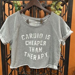 Cardio is cheaper than therapy half sweatshirt. Size M.